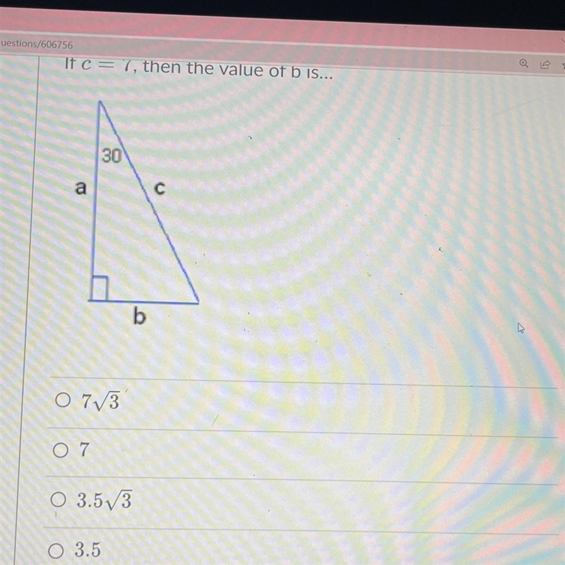 If c = 7, then the value of b is...-example-1