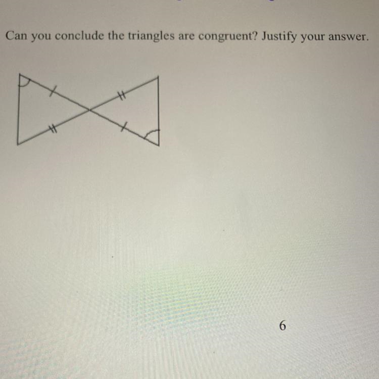 Can you conclude the triangles are congruent? Justify your answer.-example-1