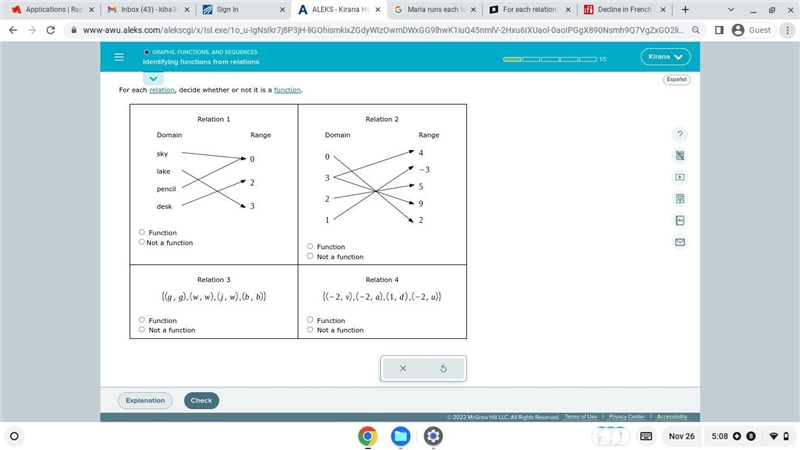 For each relation, decide whether or not it is a function.-example-1