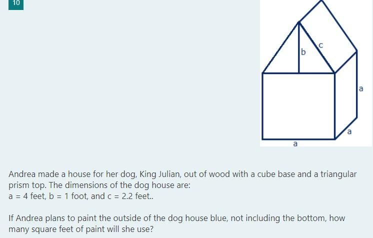 A. 85.6 ft² b. 117.6 ft² c. 132 ft² d. 83.6 ft²-example-1