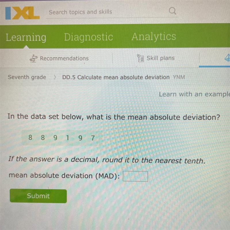 In the data set below, what is the mean absolute deviation? 8 8 9 1 9 7 If the answer-example-1