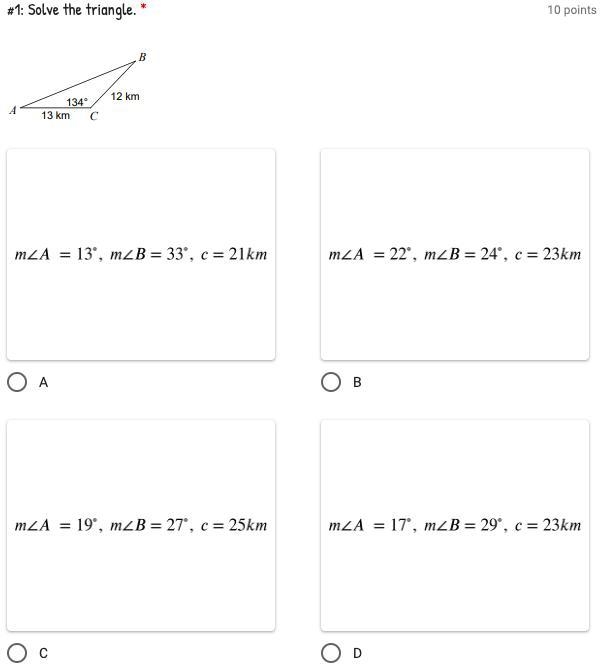 Solve the triangle a b c d-example-1