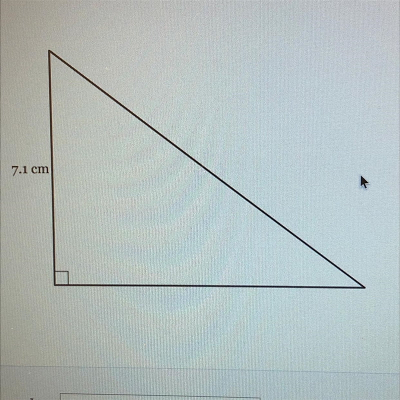 The area of the triangle below is 33.37 square centimeters. What is the length of-example-1