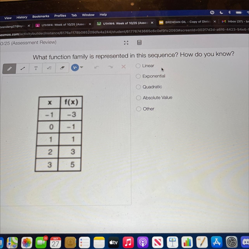 How to know if a sequence is linear, exponential, quadratic or absolute value without-example-1