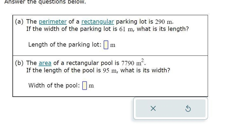 FINDING LENGTHS OF RECTANGLES GIVEN ONE DIMENSION AND AREA OR PERIMETER HELP-example-1