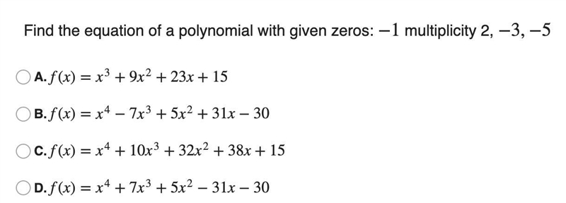 5: Find the equation of a polynomial with given zeros-example-1