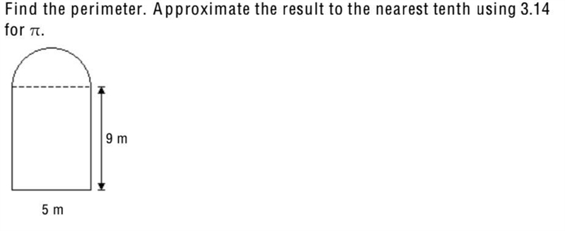 Find the perimeter. Approximate the result to the nearest tenth using 3.14 for π.-example-1