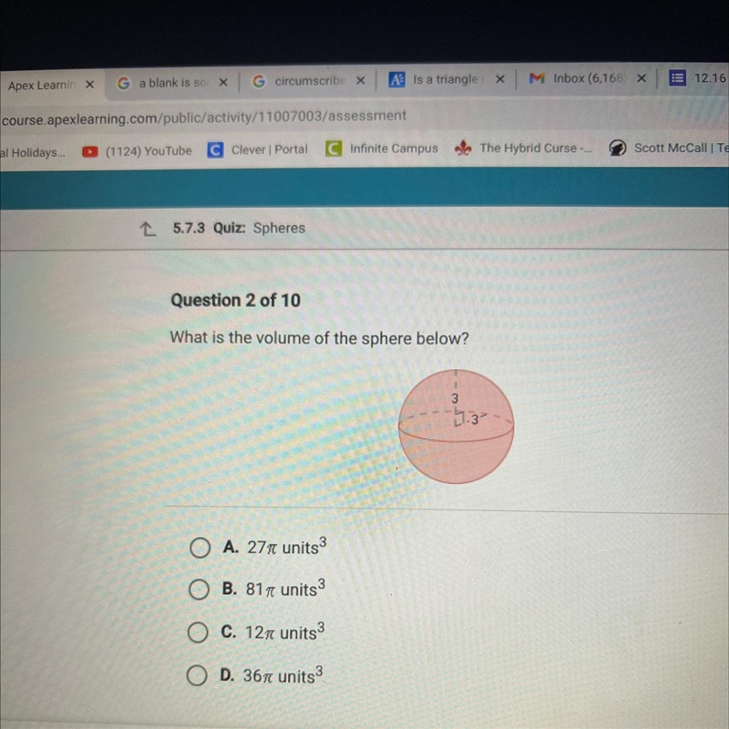 What is the volume of the sphere 3,3-example-1