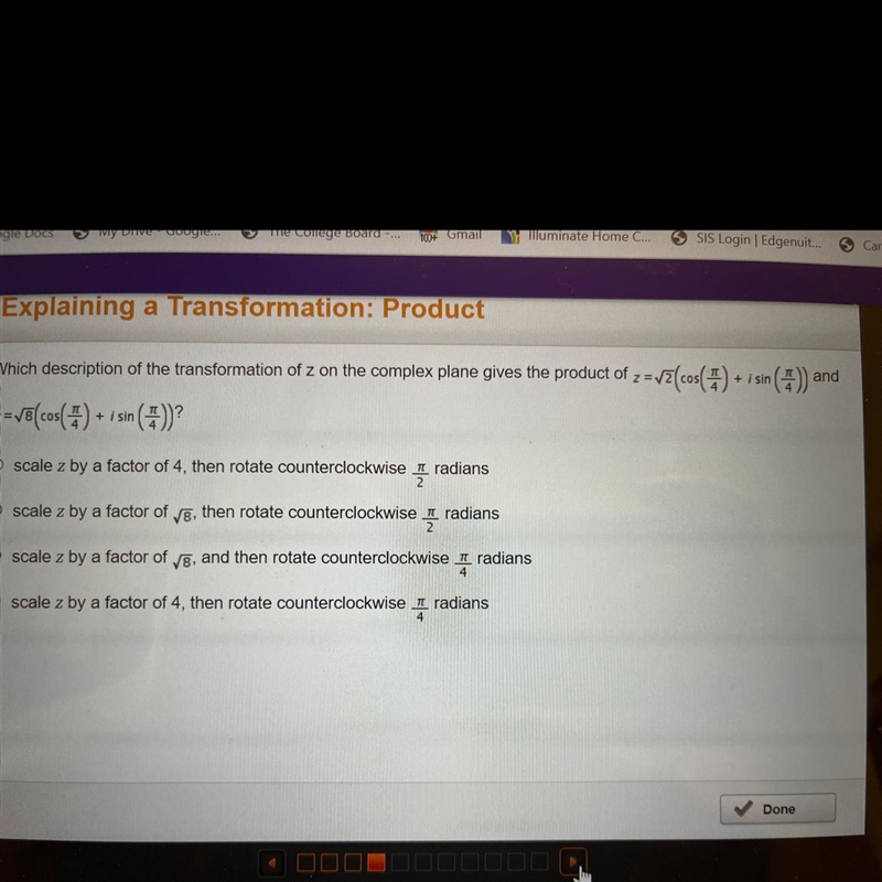 Which description of the transformation of z on the complex plane gives the product-example-1