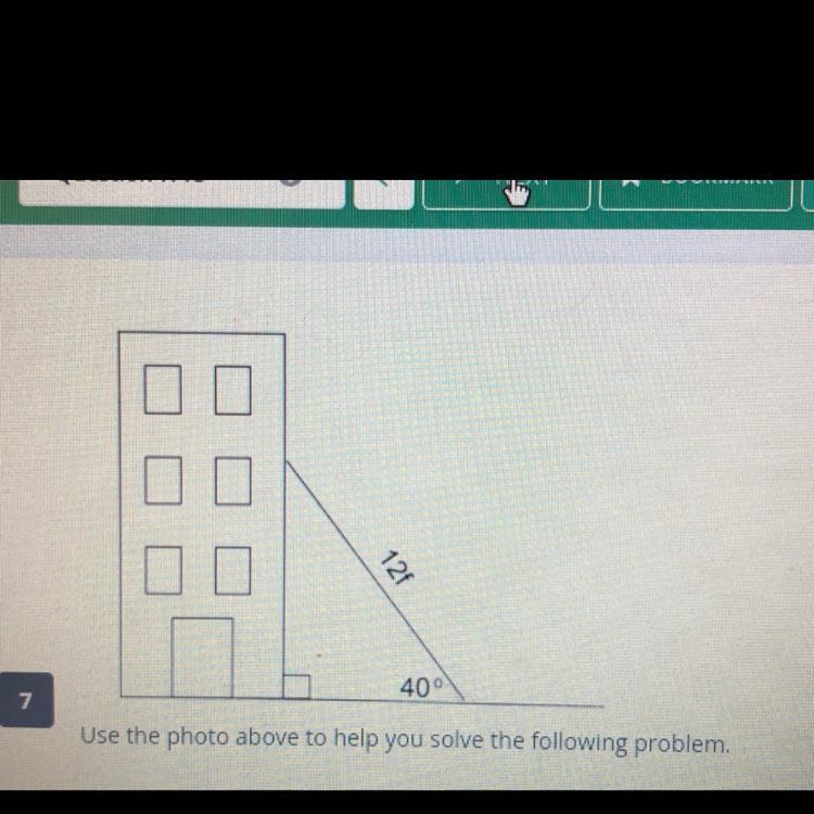 A ladder leans against an apartment building at an angle of 40 degrees . The laddies-example-1