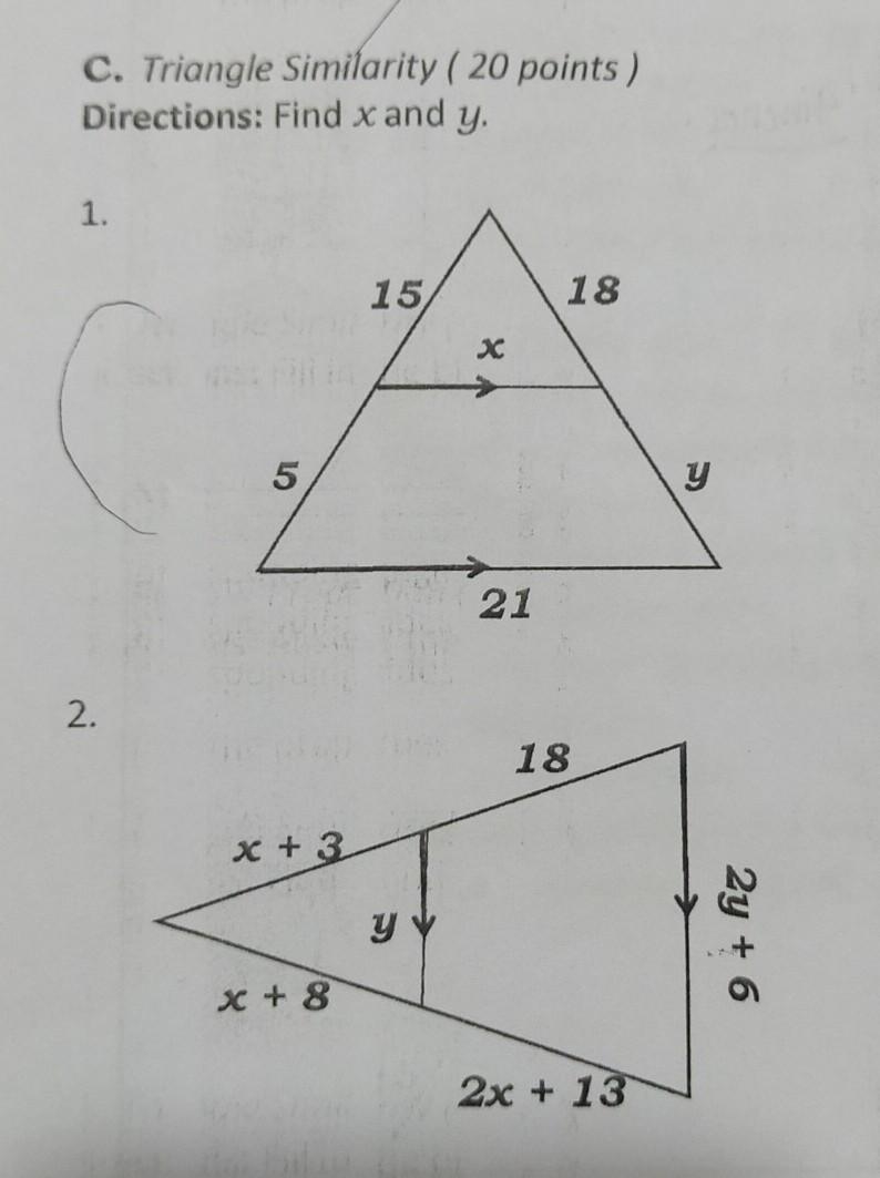 Directions: Find x and y. (Pa-help po please, salamat!) ​-example-1