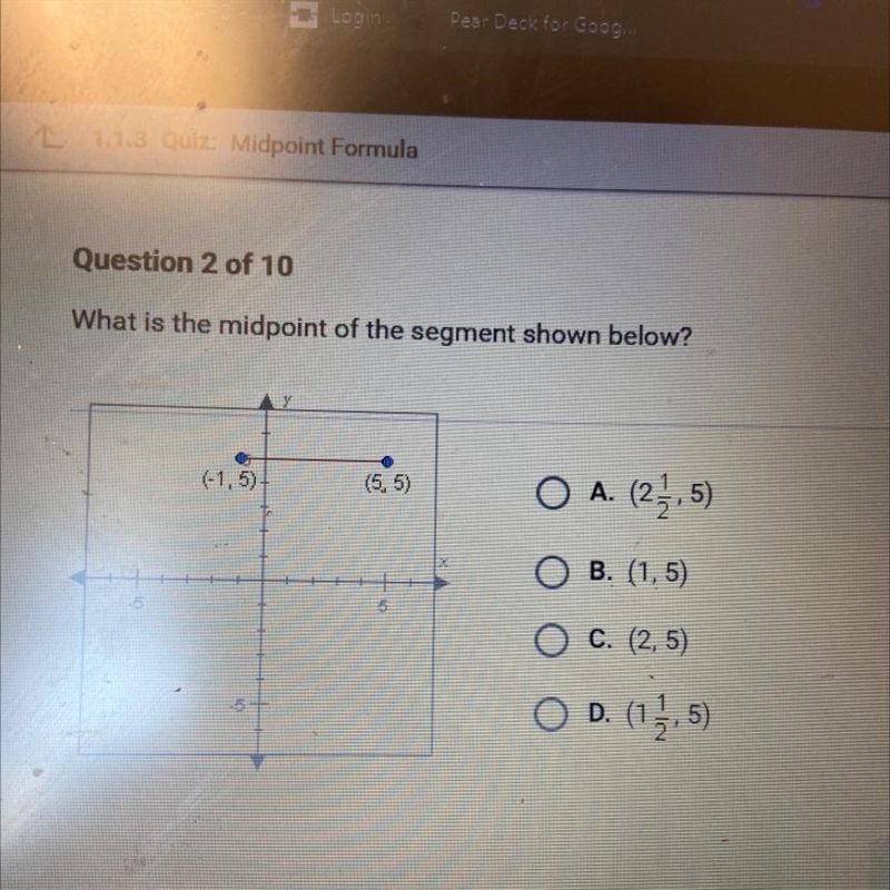 What is the midpoint of the segment shown below-example-1