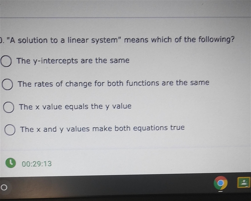 A solution to a linear system" means which of the following? The y-intercepts-example-1