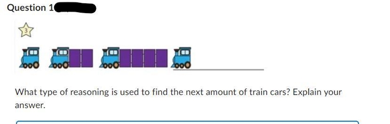 What type of reasoning is used to find the next amount of train cars? Explain your-example-1