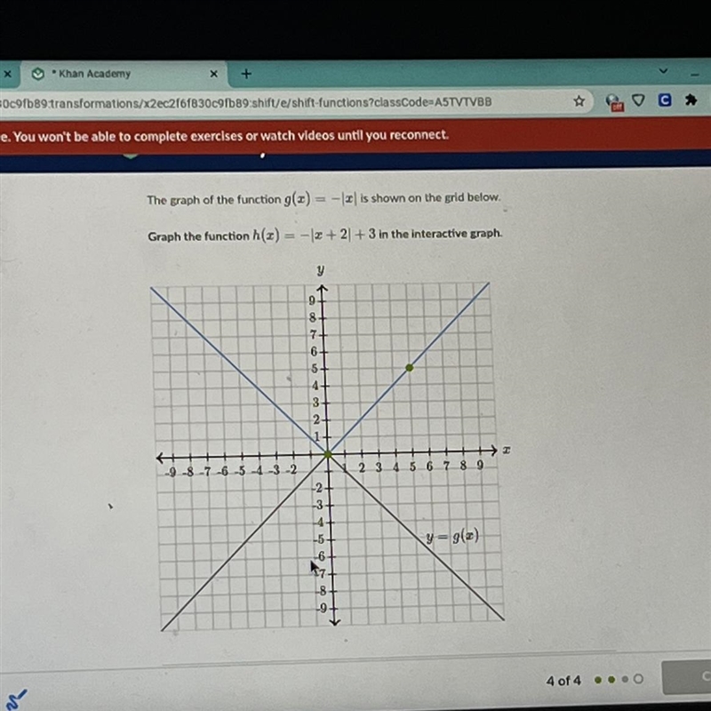 The graph of the function g(x) = -x is shown on the grid below.Graph the function-example-1