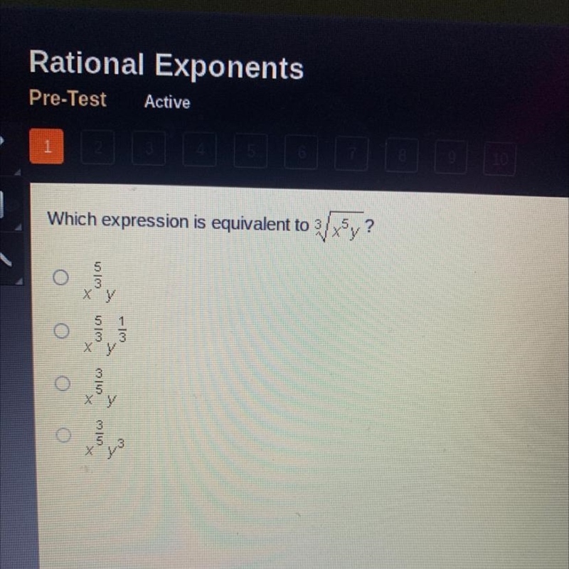 Which expression is equivalent to 3/x5y-example-1