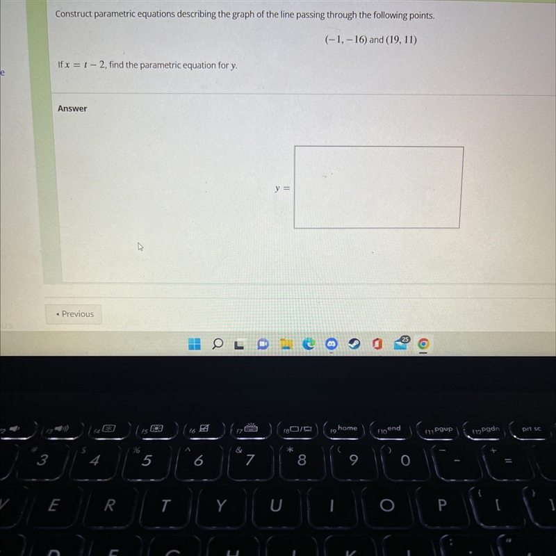 Construct parametric equations describing the graph of the line passing through the-example-1