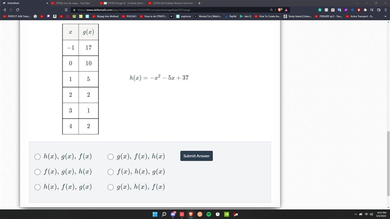 The functions f(x), g(x), and h(x) are shown below. Select the option that represents-example-3