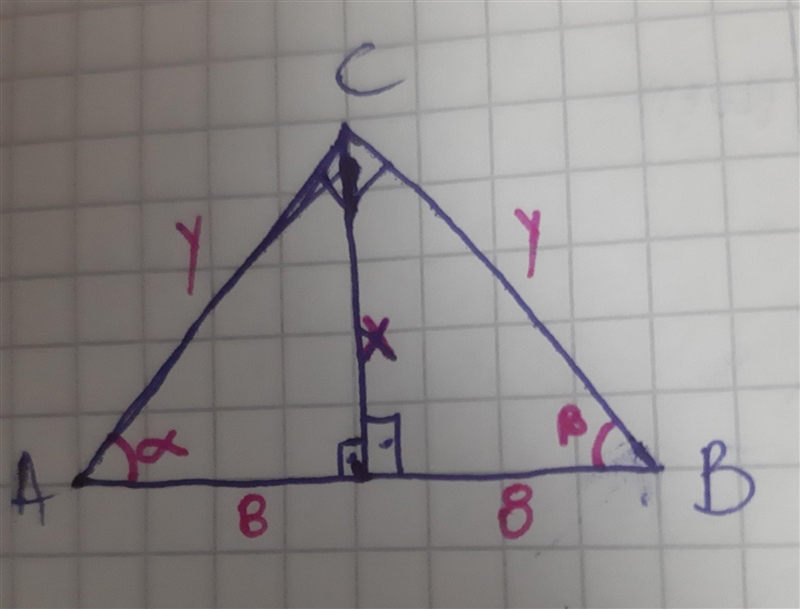 Find x , y , sin alpha, tg beta and area of triangle​-example-1