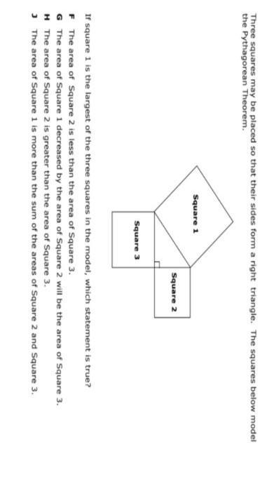 If square one is the largest of the three squares in the model,which statement is-example-1