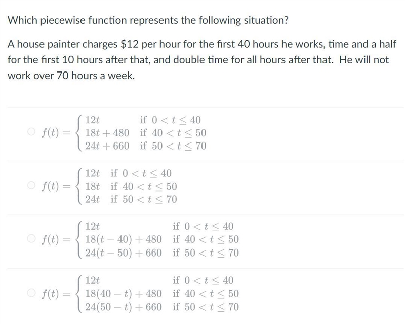 Which piecewise function represents the following situation? A house painter charges-example-1