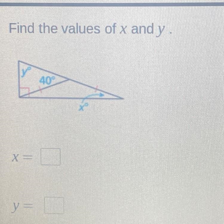 Hurry please find the values of x and y-example-1