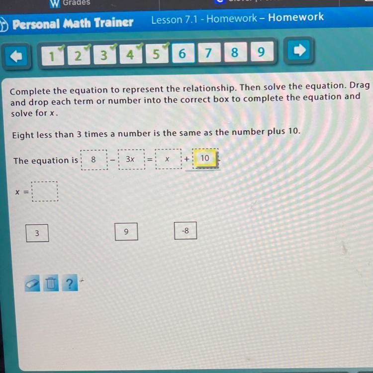 Complete the equation to represent the relationship. Then solve the equation. Drag-example-1