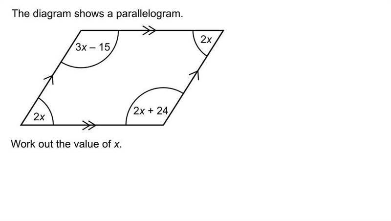 Find the value of x in the parrelelogram-example-1