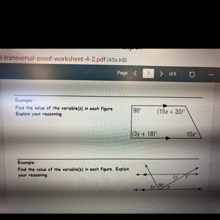 Find the value of the variable(s) in each figure. explain your reasoning. please help-example-1