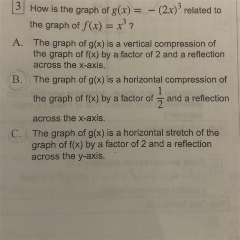 How is the graph of g(x) = -(2x)³ related to the graph of f(x) = x³ ? The graph of-example-1