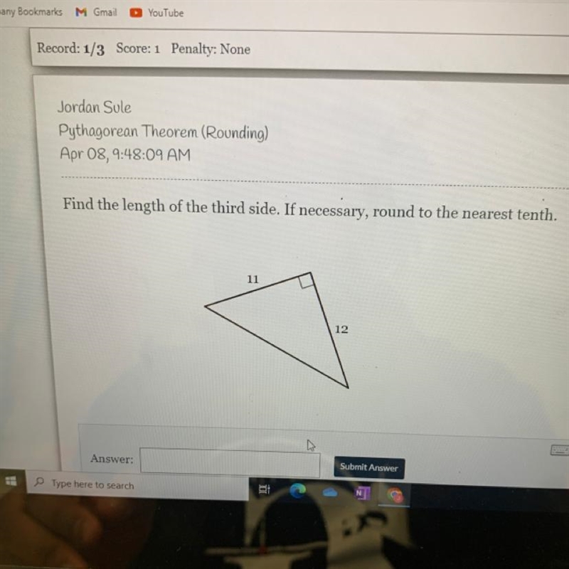 Find the length of the third side. If necessary, round to the nearest tenth-example-1