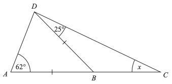 In the diagram, ABC is a straight line. Work out the size of the angle marked x.-example-1