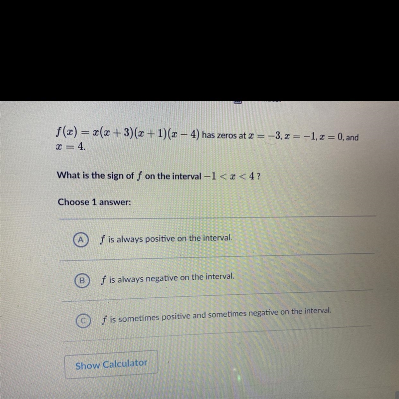 F(x)= x(x+3)(x+1)(x-4) has zeros at x=-3-example-1