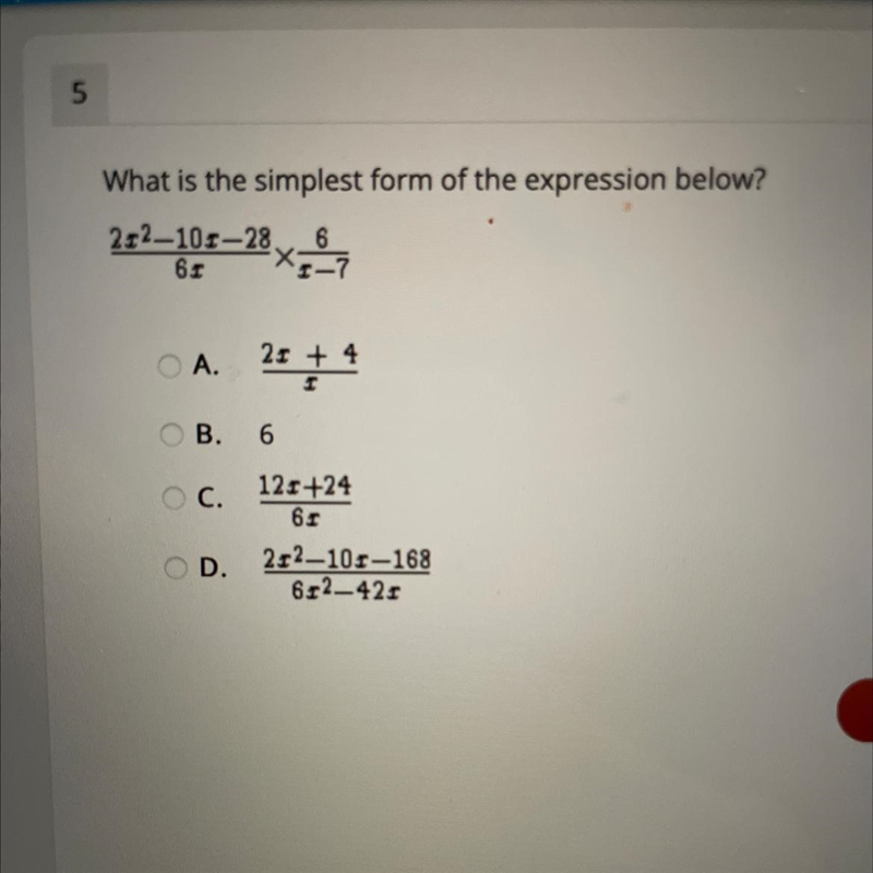 What is the simplest form of the expression below?-example-1