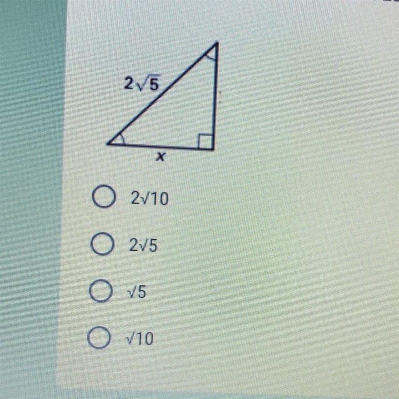 Find the value of the variable. Leave your answer in simplest radical form.-example-1