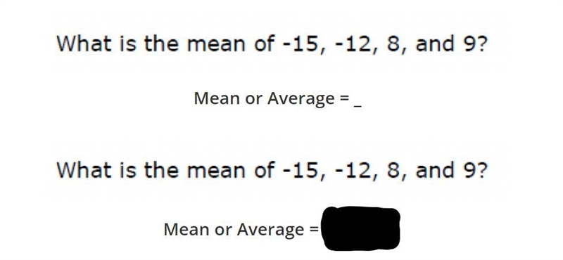 What is the mean of -15,-12,8,9-example-1