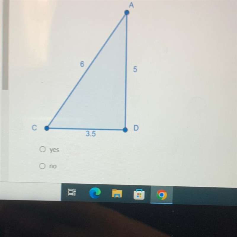 Is the triangle shown below a right triangle?-example-1