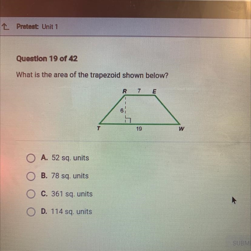 What is the area of the trapezoid shown below?-example-1