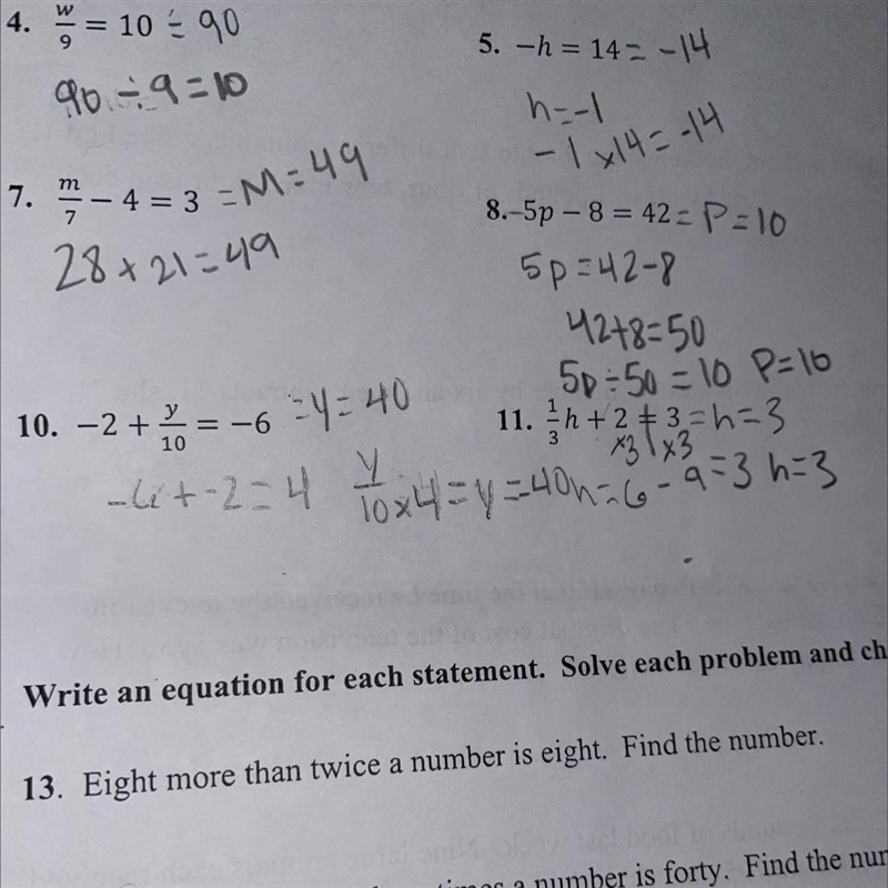 Ite an equation for each stat each problem and 13. Eight more than twice a number-example-1