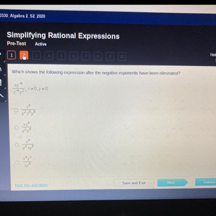 Which shows the following expression after the negative exponents have been eliminated-example-1