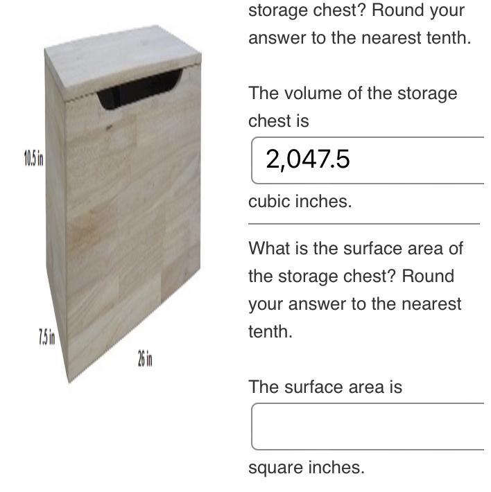 What is the surface area of the storage chest? Round your answer to the nearest tenth-example-1