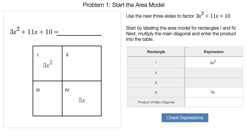 Use the next three slides to factor 3x²+11x+10 Start by labeling the area model for-example-1