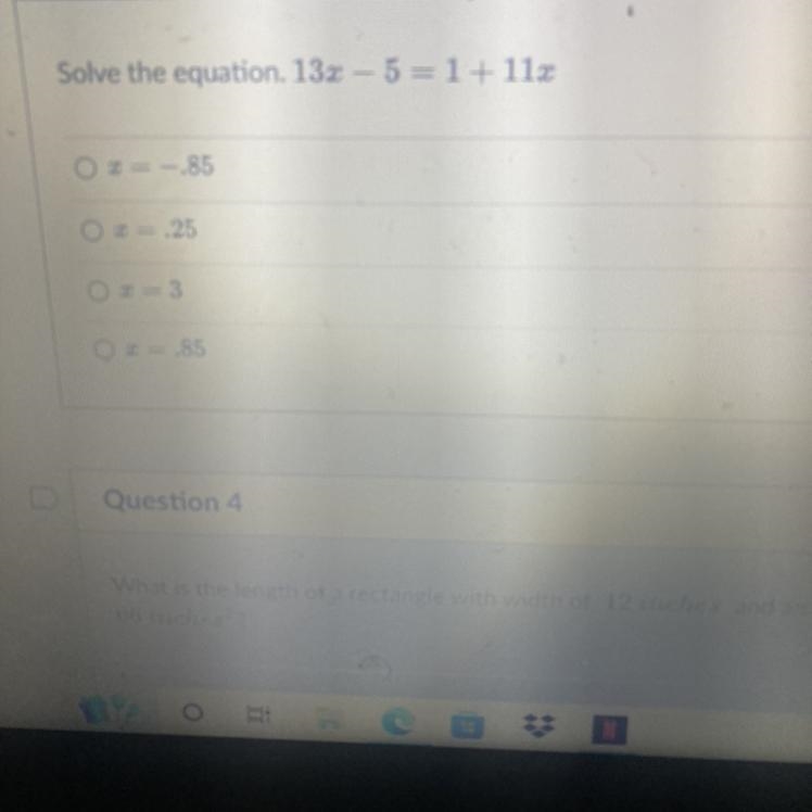 Solve the equation. 13x-5=1+11x-example-1