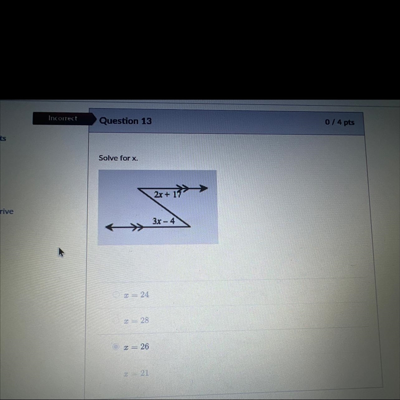 Solve for X 2x+ 17 3x-4-example-1