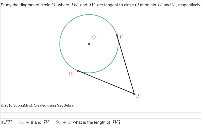 PLEASE HELP!!! (no spam please) Study the diagram of circle O, where JW and JV are-example-1