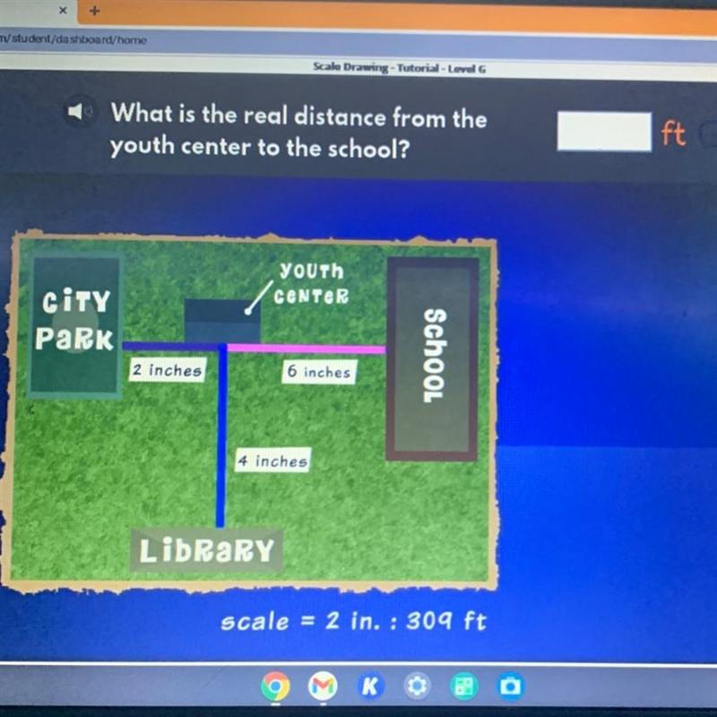 What is the real distance from the youth center to the school?-example-1