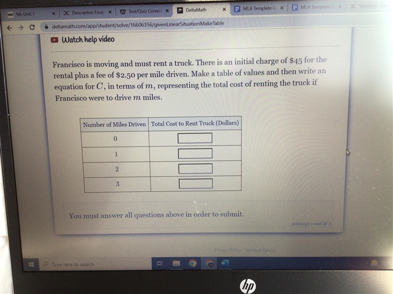 20 POINTS!!! PLEASE I NEED HELP STAT!!! Francisco is moving and must rent a truck-example-1