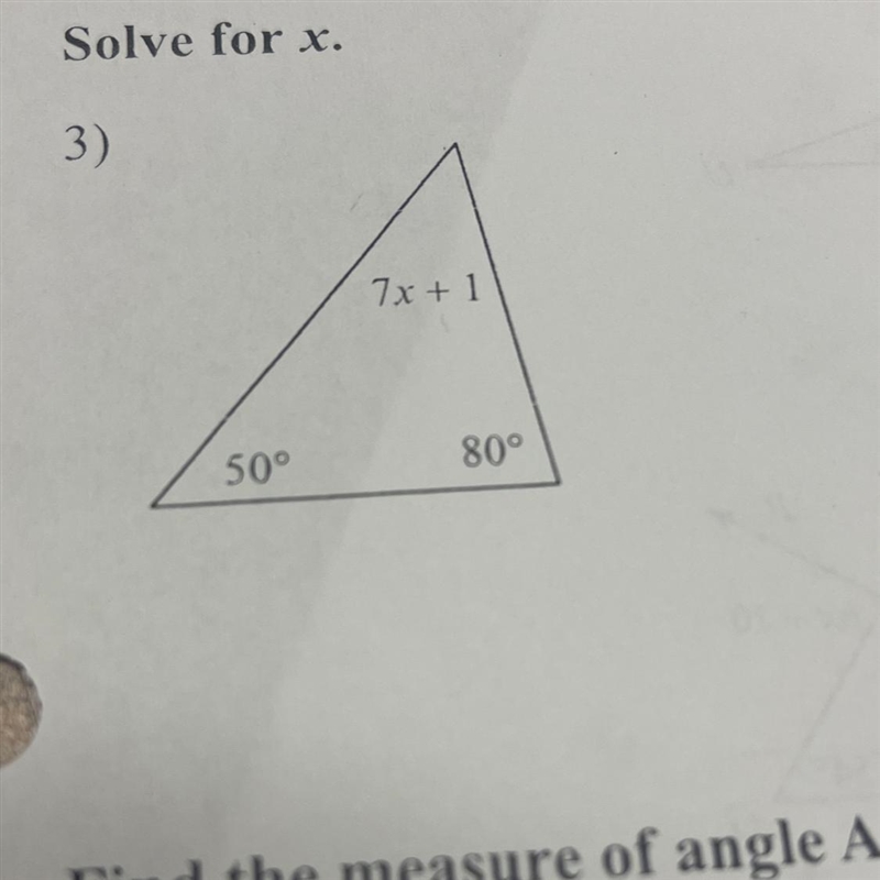 Solve for x 7x+1 50° 80°-example-1