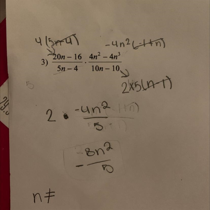 I solved the problem i just don’t know what n cannot equal to-example-1