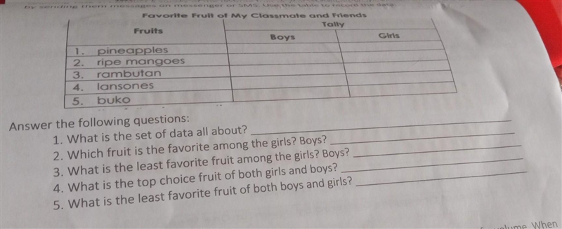 Learning task 1: Conduct a survey of the favorite fruit of your classmates and/or-example-1